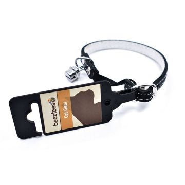 Beeztees Leather Cat Collar with Bell - Black