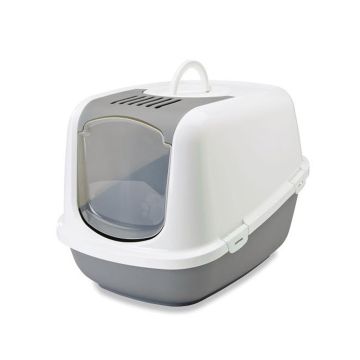 Beeztees Nestor Jumbo Cat Litter Pan - Grey & White - 66.50L x 48.50W x 46.50H cm