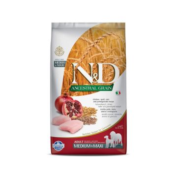 Farmina N&D Ancestral Grain Chicken and Pomegranate Medium and Maxi Adult Dry Dog Food - 2.5 kg