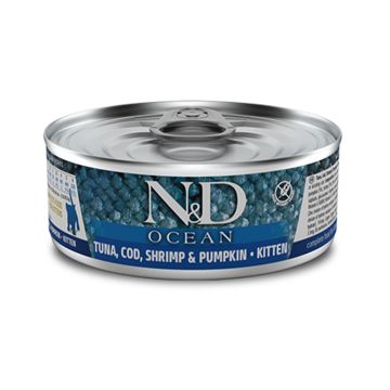 Farmina N&D Ocean Tuna Cod Shrimp and Pumpkin Canned Kitten Food - 70 g