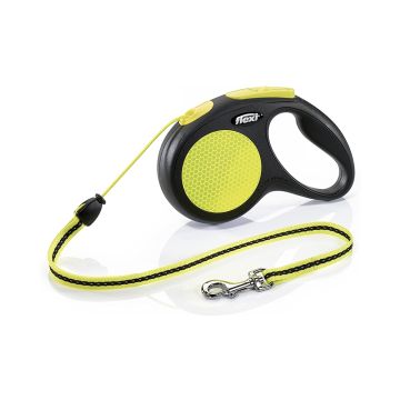 Flexi New Neon Yellow Tape Retractable Dog Leash - Large