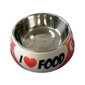 FuzzYard Pet Bowl I LOVE FOOD Melamine