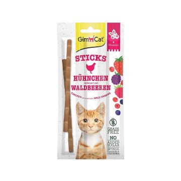 GimCat Duo-Sticks with Chicken and Wild Berries Cat Treat - 3 Pcs