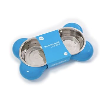 Hing The Bone Design Feeding Bowl for Dog - Small - Blue