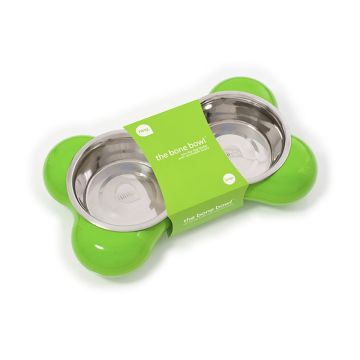 Hing The Bone Design Feeding Bowl for Dog - Small - Green