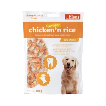 Les Filous Chicken'n Rice Rawhide Sticks Dog Treats - 100 g