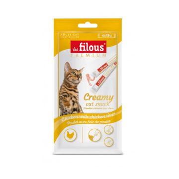 Les Filous Chicken with Chicken Liver Creamy Cat Treats - 4 x 15 g