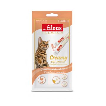 Les Filous Chicken with Salmon Creamy Cat Treats - 4 x 15 g