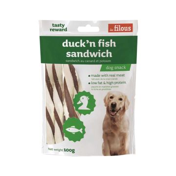 Les Filous Duck'n Fish Sandwich Dog Treats - 100 g