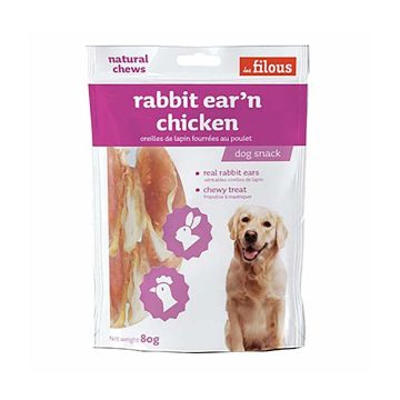 Les Filous Rabbit Ear'n Chicken Dog Treats - 80 g