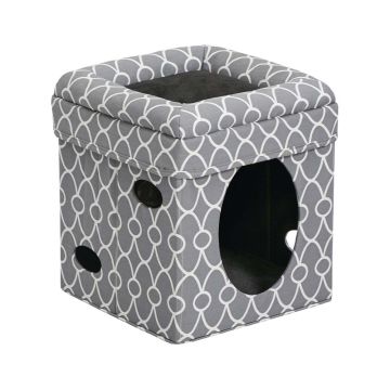 Midwest Curious Cat Cube - Grey - 39.3L x 39.3W x 42H cm 