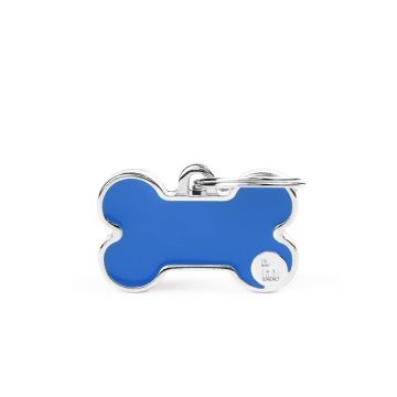 MyFamily Basic Handmade Bone Pet ID Tag - Blue - Small