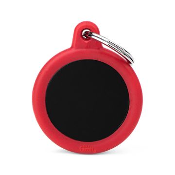 MyFamily Hushtag Collection Aluminum Red Rubber Dog ID Tag