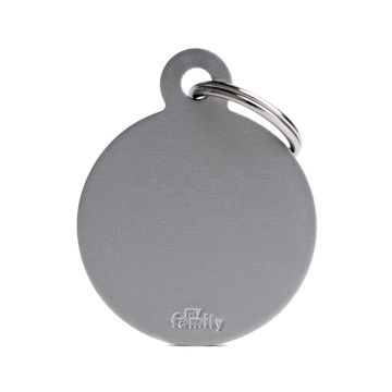 MyFamily Basic Collection Round in Aluminum Pet ID Tag - Small - Grey
