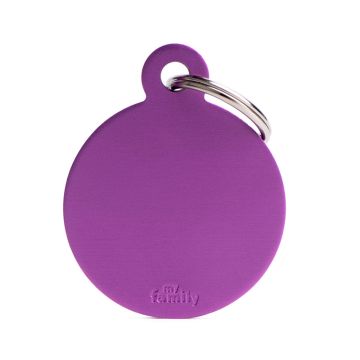 MyFamily Basic Collection Round in Aluminum Pet ID Tag - Small - Purple