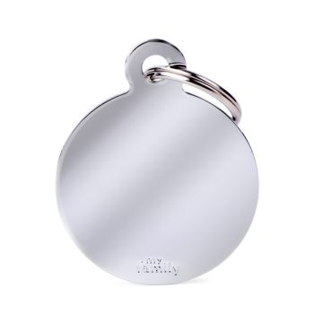 MyFamily Basic Collection Big Round in Brass Pet ID Tag - Chrome