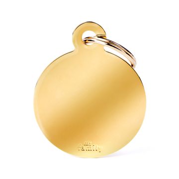 MyFamily Basic Collection Big Round in Brass Pet ID Tag - Gold