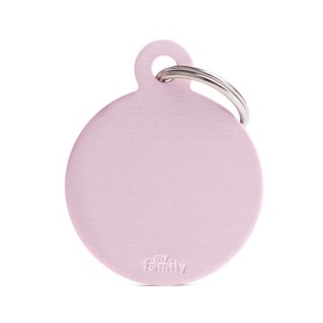 MyFamily Basic Collection Big Round Aluminum Dog ID Tag - Pink