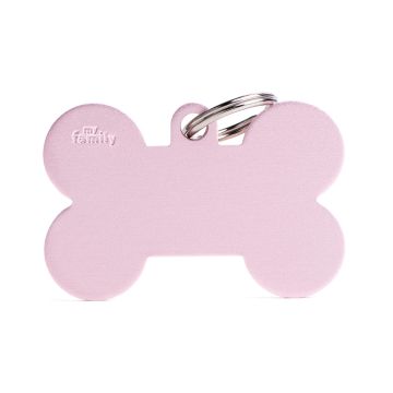 MyFamily Basic Collection Bone in Aluminum Pet ID Tag - XLarge - Pink