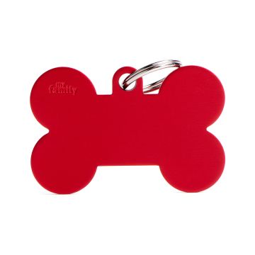 MyFamily Basic Collection Bone in Aluminum Pet ID Tag - XLarge - Red