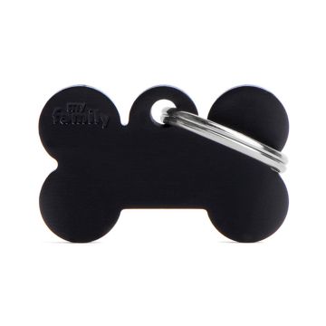 MyFamily Basic Collection in Aluminum Pet ID Tag - Black - Small