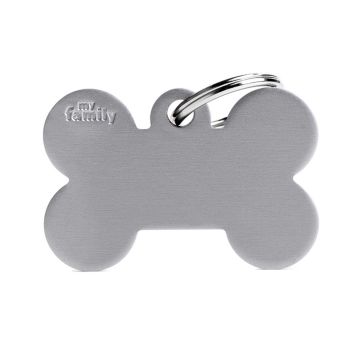 MyFamily Basic Collection in Aluminum Pet ID Tag - Large - Grey