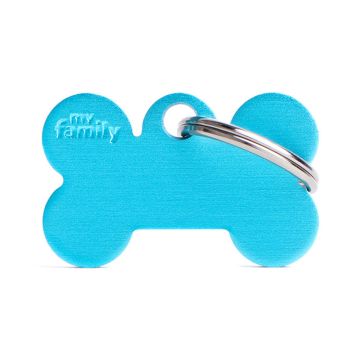 MyFamily Basic Collection in Aluminum Pet ID Tag - Light Blue - Small