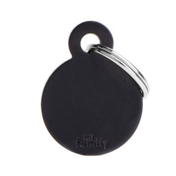 MyFamily Basic Collection Round in Aluminum Pet ID Tag - Small - Black