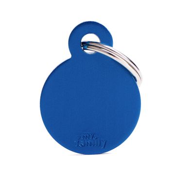 MyFamily Basic Collection Round in Aluminum Pet ID Tag - Small - Blue
