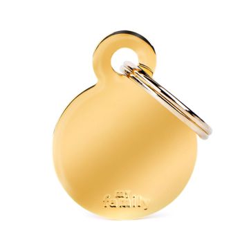 MyFamily Basic Collection Round in Aluminum Pet ID Tag - Small - Gold
