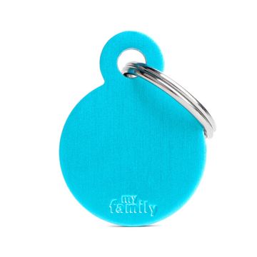 MyFamily Basic Collection Round in Aluminum Pet ID Tag - Small - Light Blue