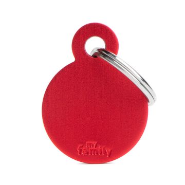 MyFamily Basic Collection Round in Aluminum Pet ID Tag - Small - Red