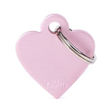 MyFamily Basic Collection Small Heart in Aluminum Pet ID Tag - Pink