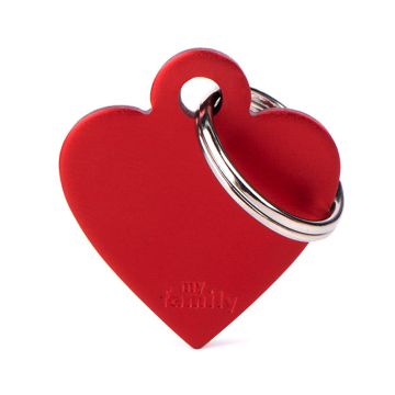 MyFamily Basic Collection Small Heart in Aluminum Pet ID Tag - Red