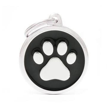 MyFamily Big Black Circle Paw Pet ID Tag
