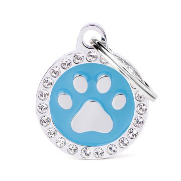 MyFamily Glam Paw with Rhinestones Pet ID Tag - Light Blue