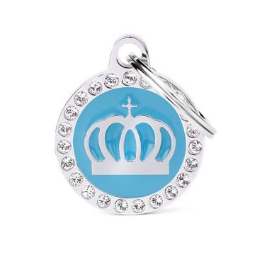 MyFamily Glam Crown with Rhinestones Pet ID Tag - Light Blue