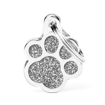 MyFamily Shine Paw Grey Glitter Pet ID Tag