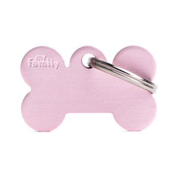 MyFamily Basic Aluminum Bone Pet ID Tag - Small - Pink