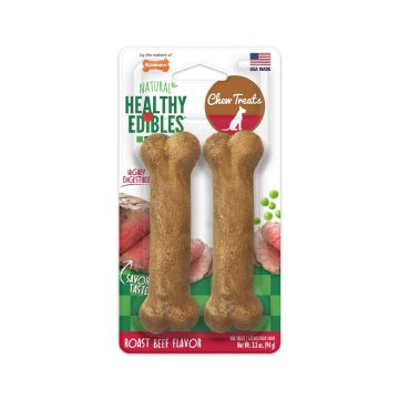 Nylabone Healthy Edibles Long Lasting Roast Beef Dog Treats - 2 pcs 94g