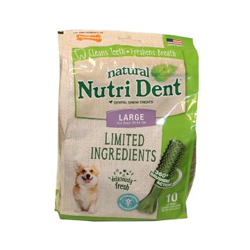 Nylabone Natural Nutri Dent Dental Chew Treats for Large Dogs - 10ct pouch
