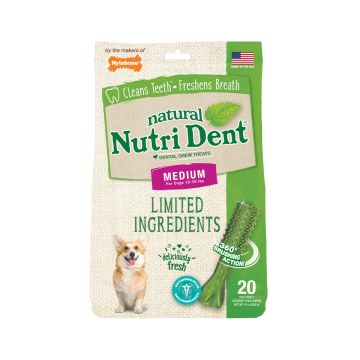 Nylabone Natural Nutri Dent Dental Chew Treats for Medium Dogs - 20ct pouch
