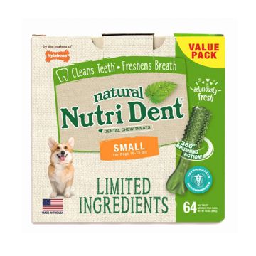 Nylabone Natural Nutri Dent Dental Chew Treats for Small Dogs - 64Ct