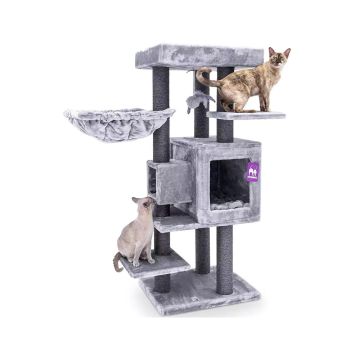 Petrebels Kings and Queens Cleopatra 134 Cat Scratching Post - Grey - 55L x 45W x 134H cm