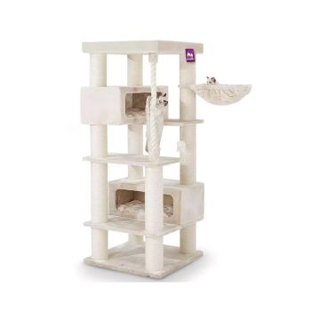 Petrebels Lucky Bastards Turnpike 190 Cat Scratching Post - Cream - 76L x 76W x 190H cm