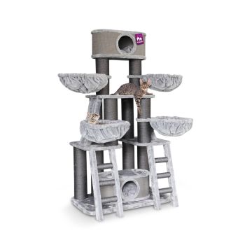 Petrebels Skyline 185 Deluxe Cat Tree - Soft Grey - 100L x 60W x 185H cm