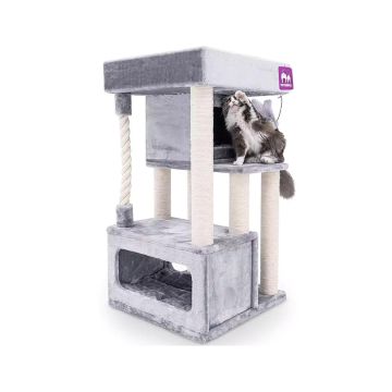 Petrebels Sweet Petit Lodge 107 Cat Scratching Post - Grey - 59L x 59W x 107H cm
