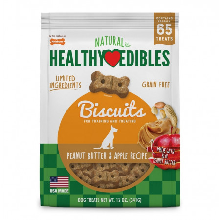 Nylabone Healthy Edibles Peanut Butter & Apple Dog Treats - 12 oz 