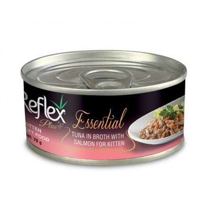 Reflex Plus Essential Kitten with Tuna in Broth with Salmon Cat Wet Food, 70g