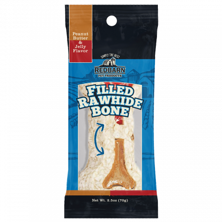 Redbarn Filled Rawhide Bone Peanut Butter & Jelly Flavor Dog Treat, 70g